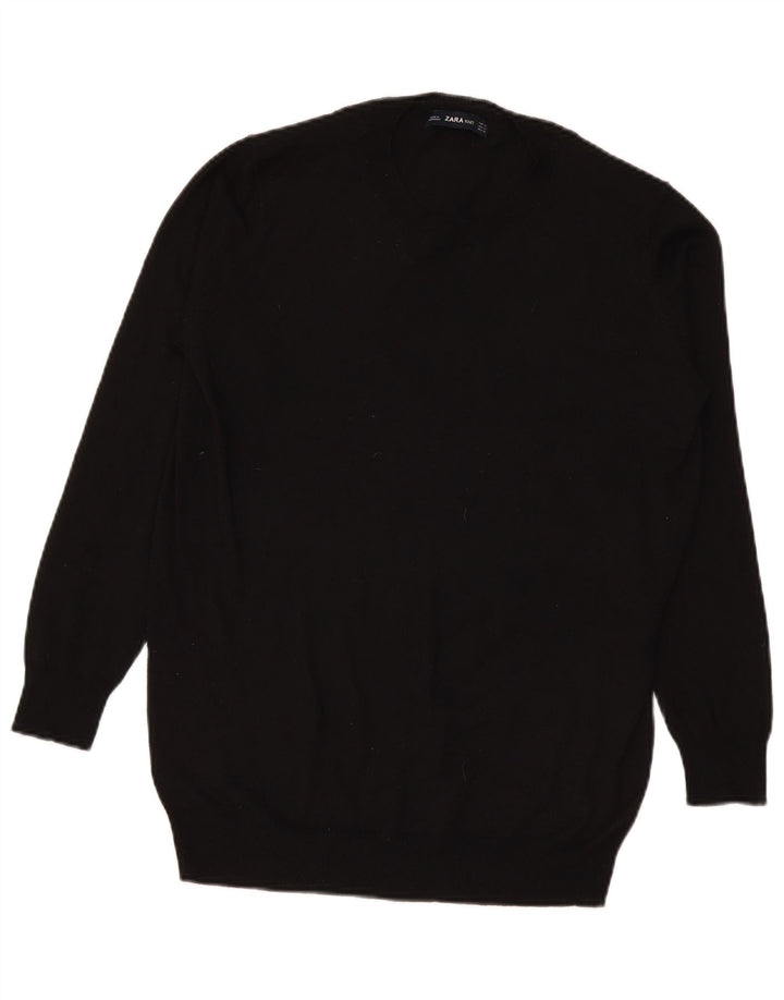 Zara Pull à col rond pour femme UK 14 Noir moyen