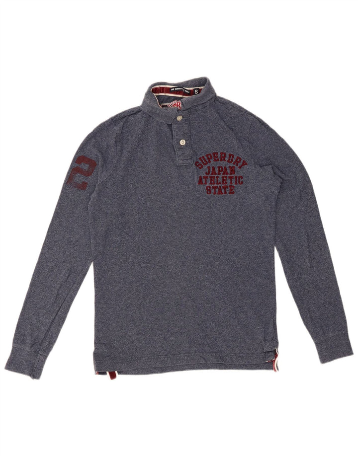 SUPERDRY Polo Graphique à Manches Longues Homme Petit Bleu Marine Coton