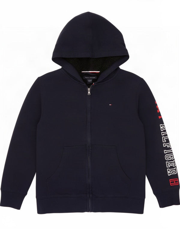 Tommy Hilfiger Pull à capuche zippé graphique pour garçon 8-9 ans Petit Bleu marine