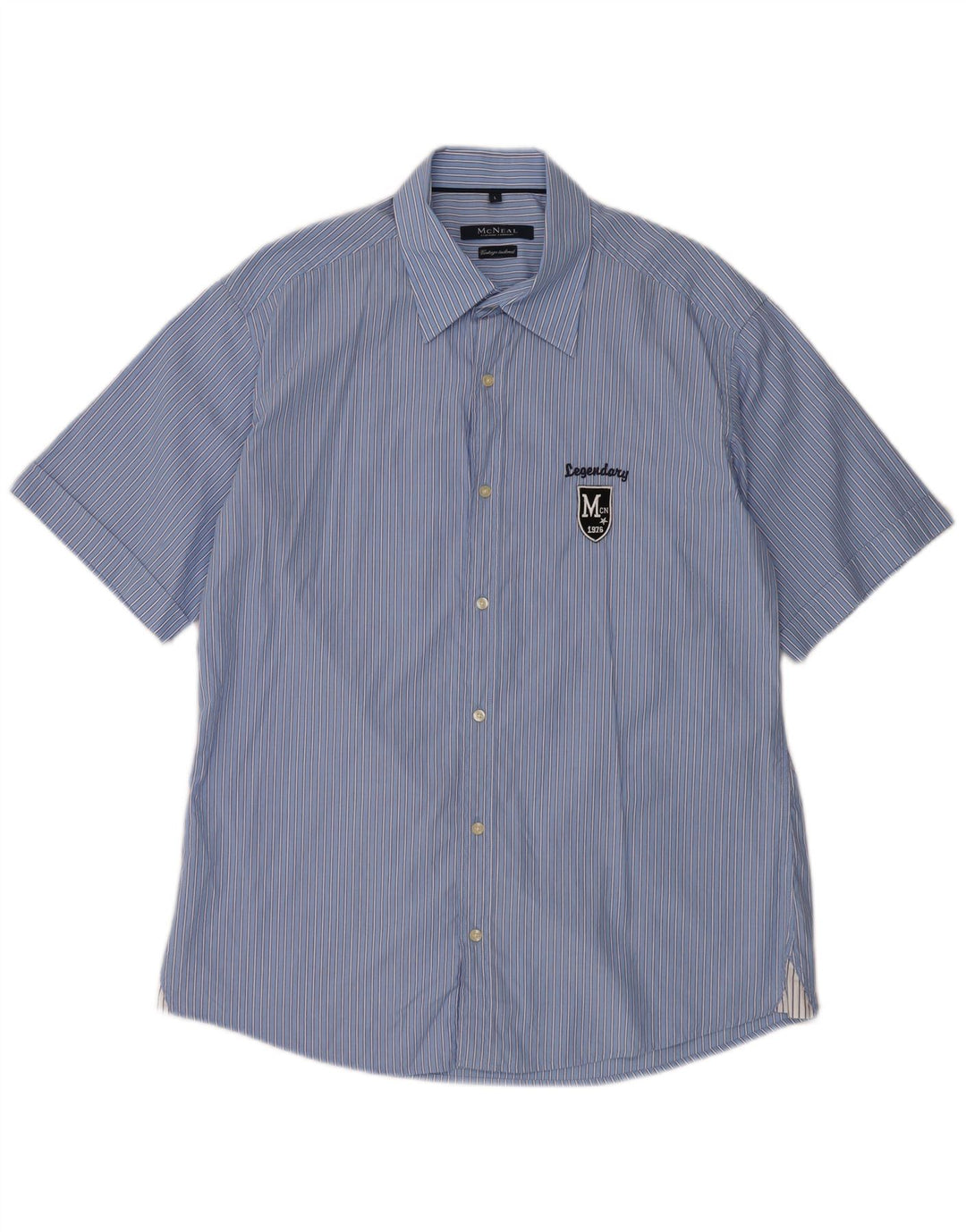 MC Neal Chemise à manches courtes pour homme en coton rayé bleu