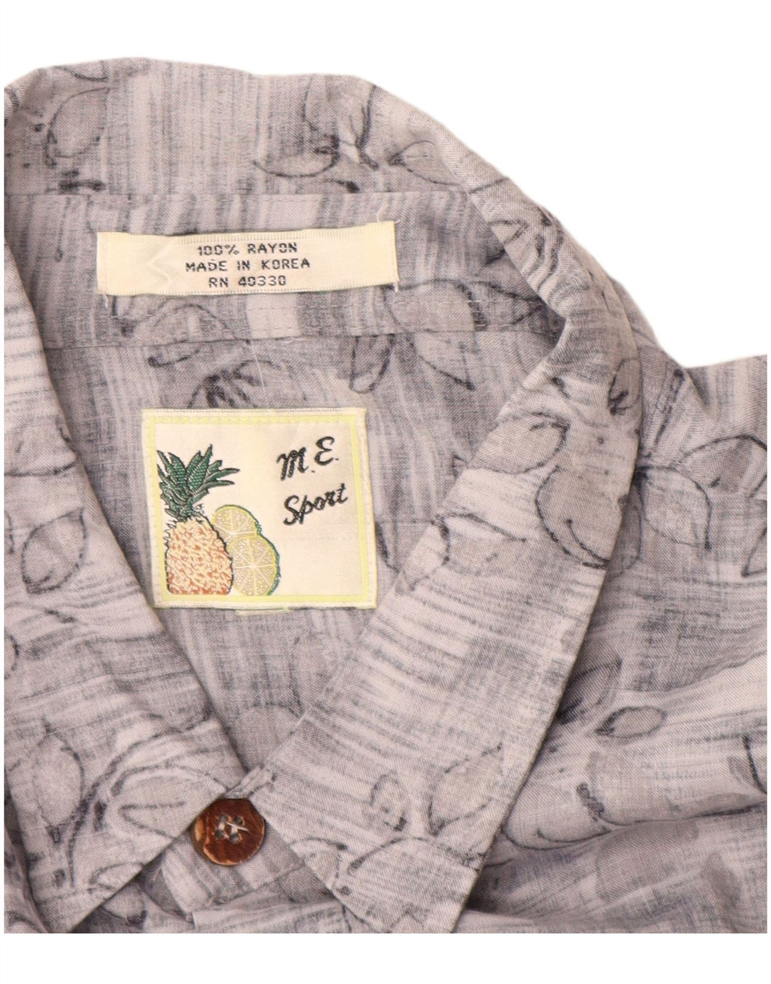 vintage Chemise à manches courtes pour hommes XL Rayonne florale grise