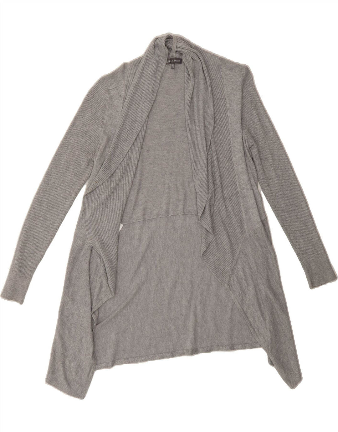 LAURA ASHLEY Womens Longline Open Cardigan Sweater UK 12 Medium  Grey Vintage Laura Ashley and Second-Hand Laura Ashley from Messina Hembry 