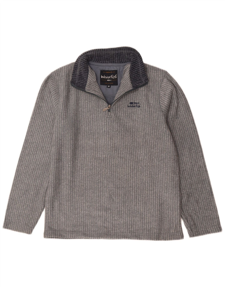 Weird Fish Pull Polaire Col Zippé Homme Gris Moyen Viscose