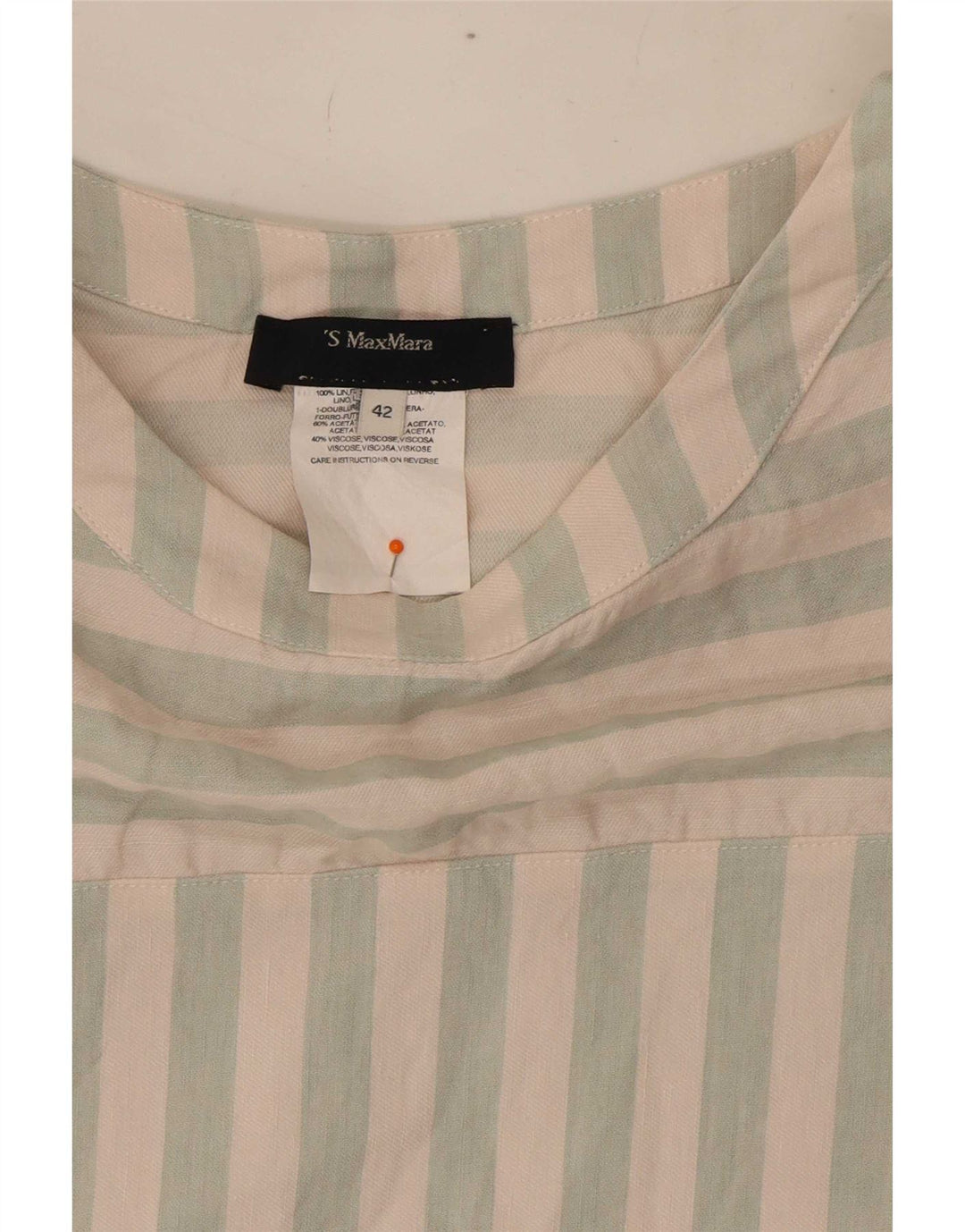 Max Mara Femme Robe Droite EU 42 Large Blanc Rayé Acétate