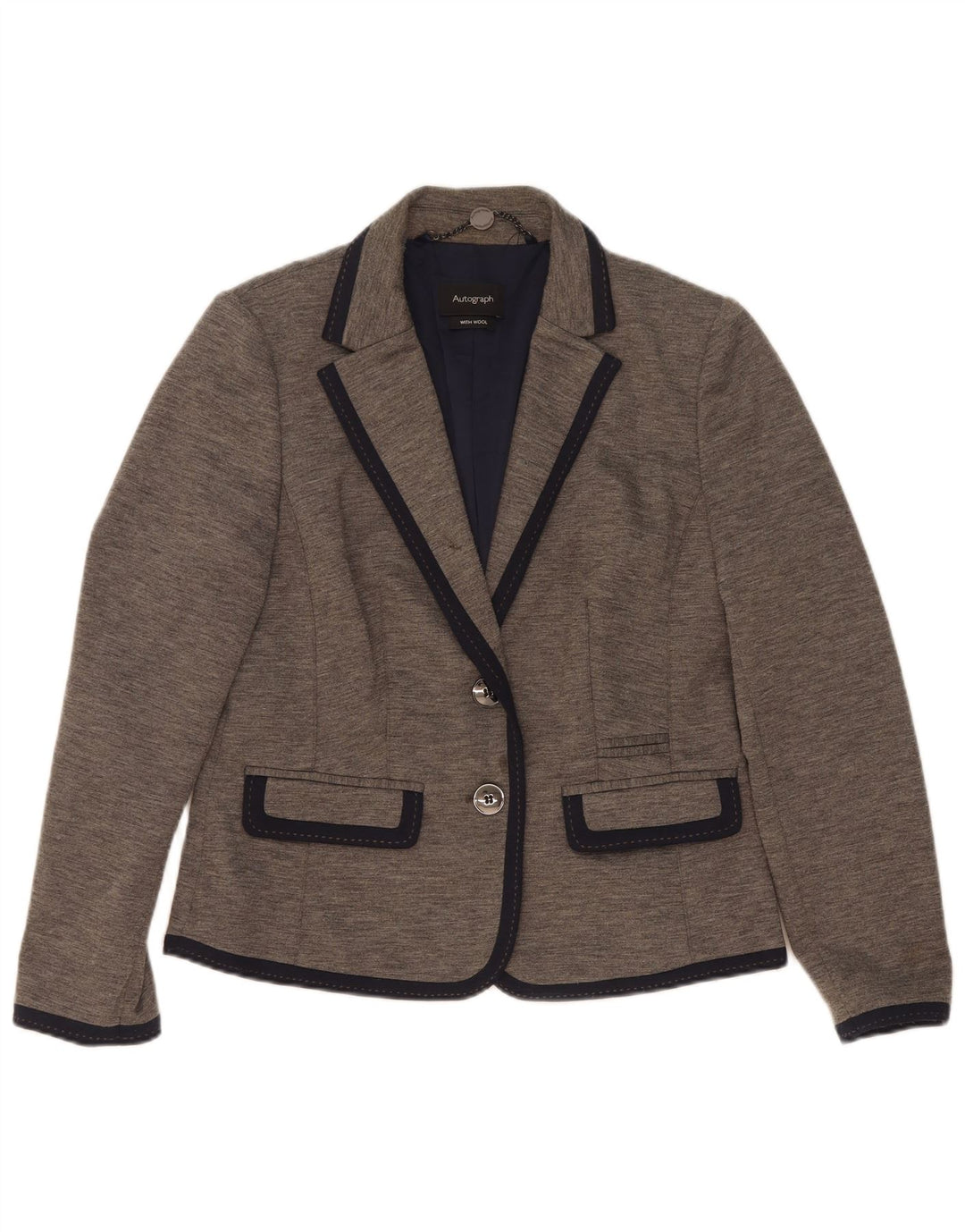 Marks & Spencer Veste blazer autographe à 2 boutons pour femme UK 12 Gris moyen
