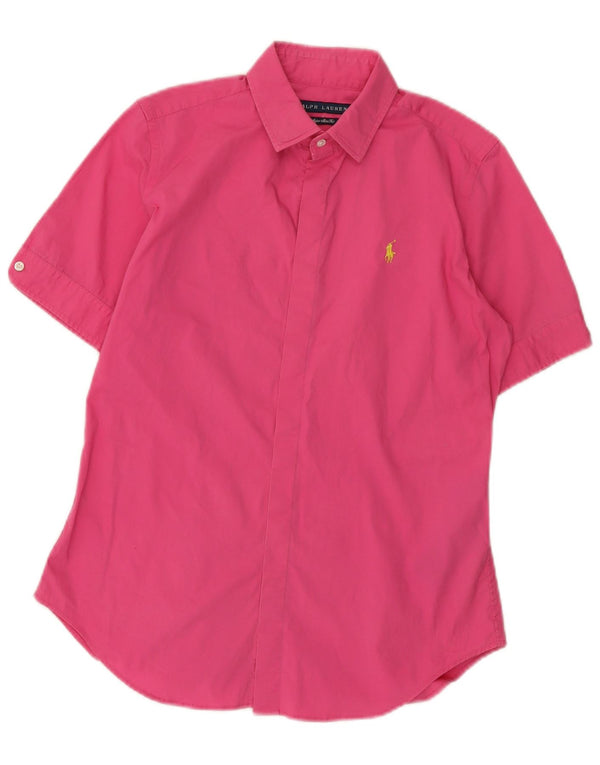Ralph Lauren Chemise extra slim à manches courtes pour femme US 10 Large Rose
