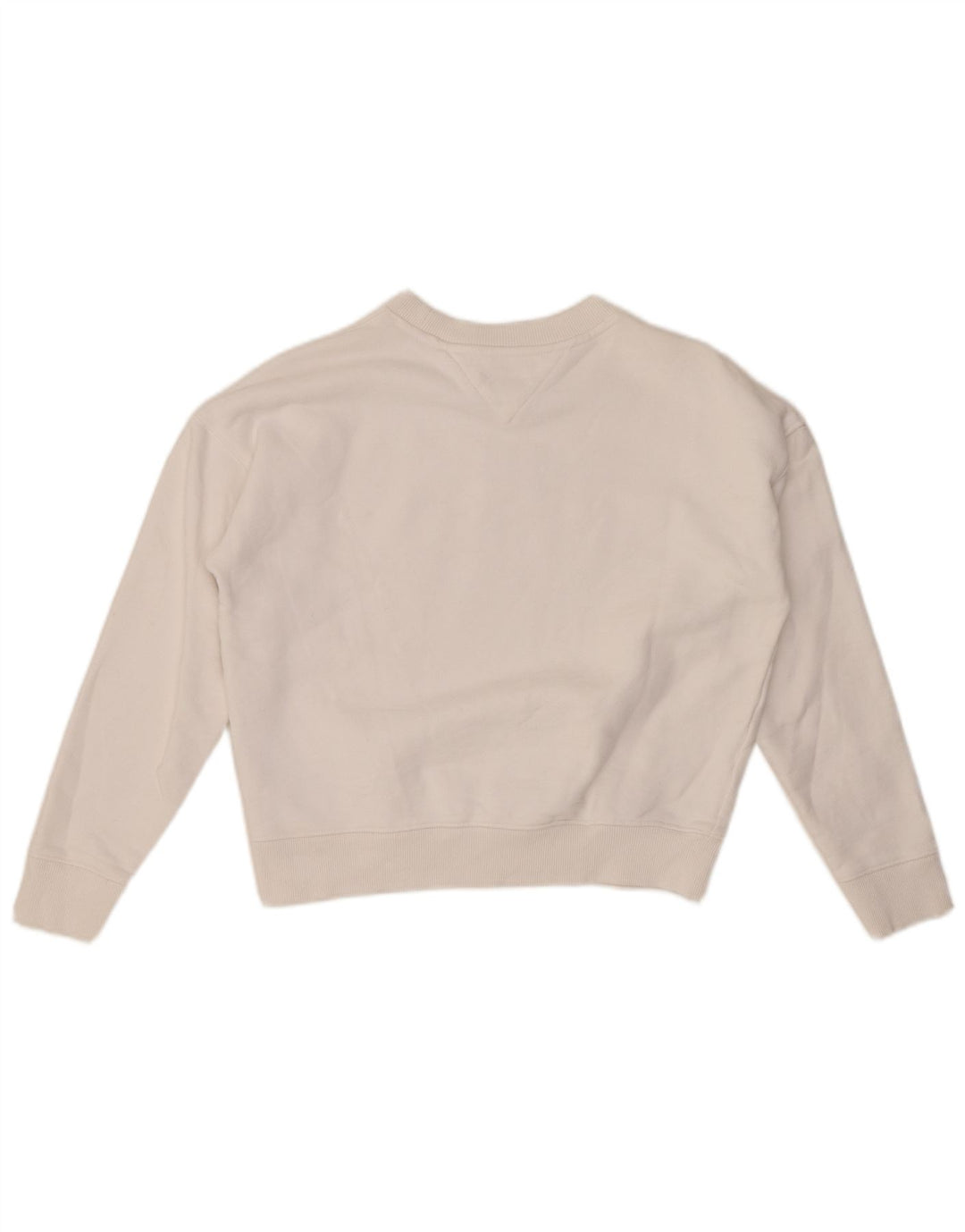 TOMMY HILFIGER Sweat-shirt court surdimensionné pour femme UK 6 XS Blanc