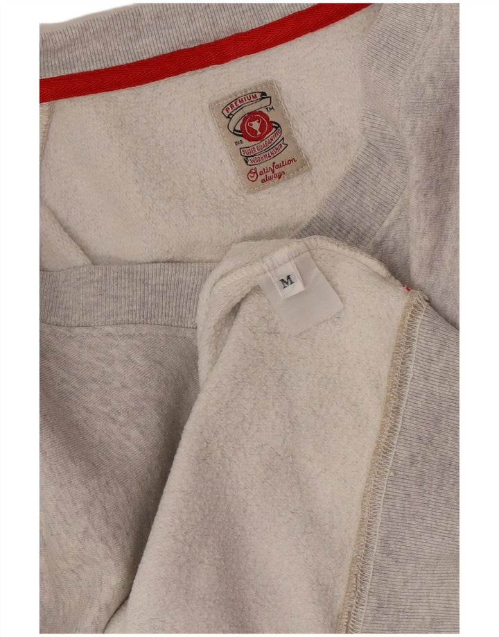 vintage Womens Graphic Sweatshirt Jumper UK 14 Moyen Gris Moucheté