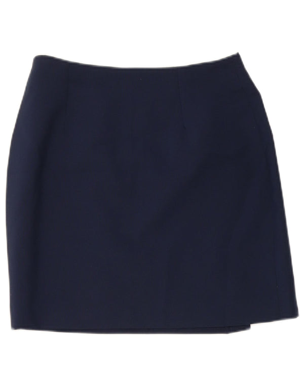 vintage Femme Mini Jupe Portefeuille W26 Petit Bleu Marine