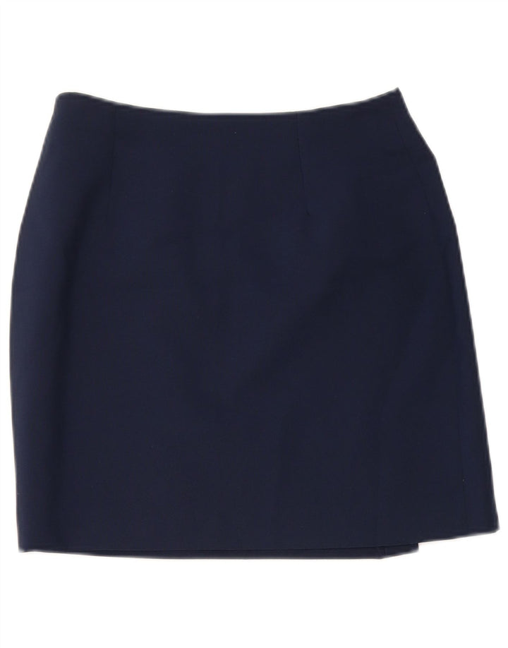 vintage Femme Mini Jupe Portefeuille W26 Petit Bleu Marine