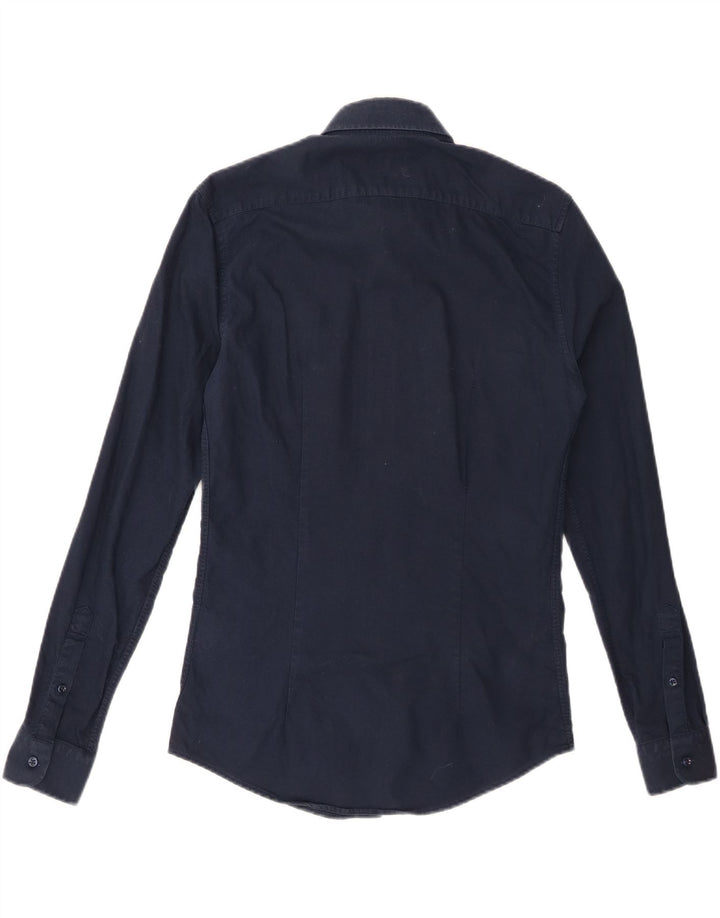 REISS Chemise Slim Fit Petit Bleu Marine Coton Homme