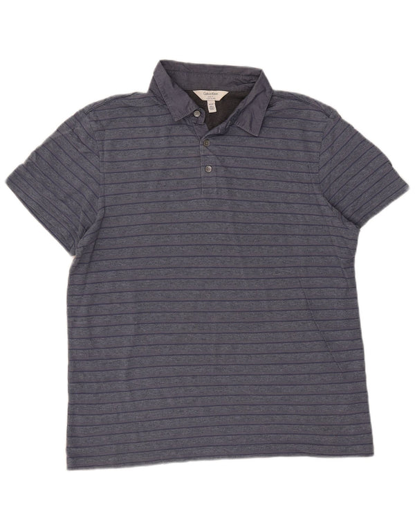 Calvin Klein Polo Body Fit Homme Bleu Marine Rayé Coton
