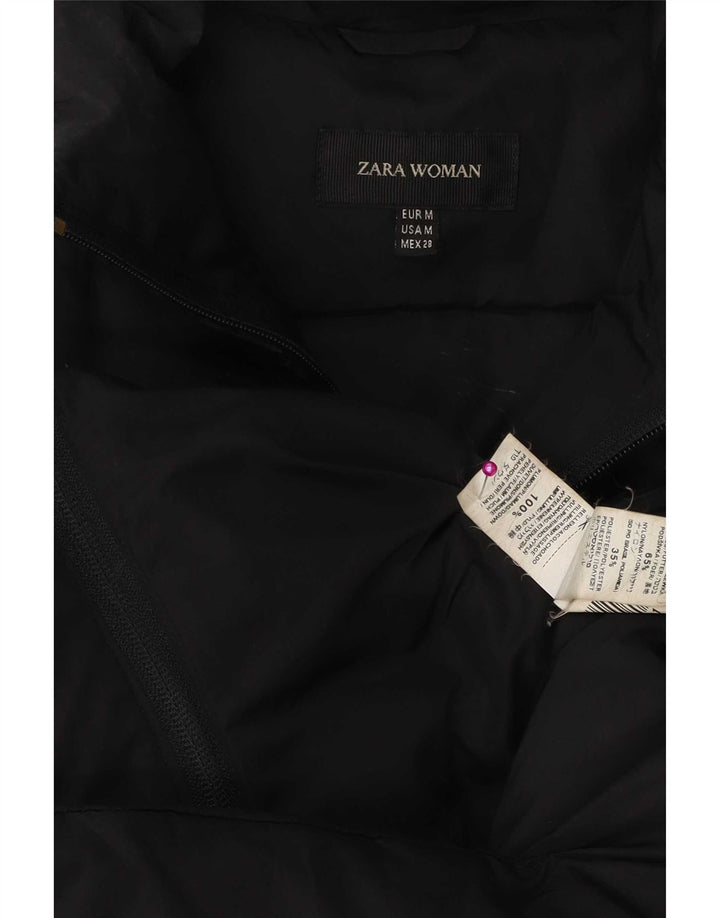 Zara Veste matelassée pour femme UK 14 Medium Noir Polyamide