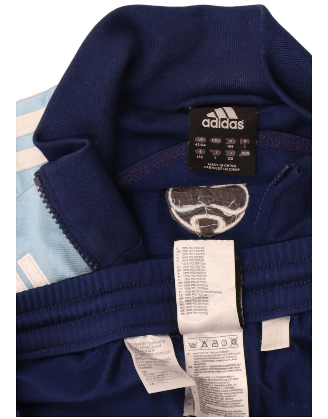 Adidas Survêtement complet pour homme UK 42/44 Large Bleu marine Colorblock Polyester