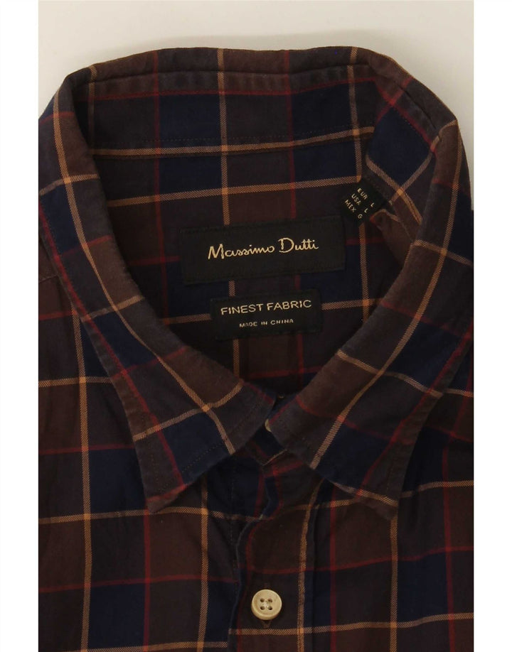 Massimo Dutti Chemise Homme Grand Carreau Marron