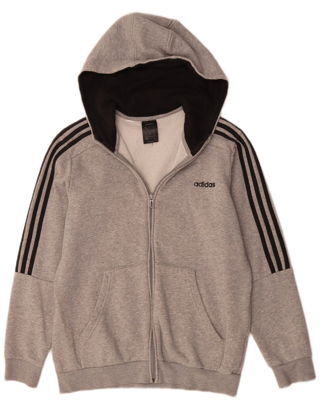 Adidas Pull à capuche zippé garçon 12-13 ans Gris Moucheté Coton