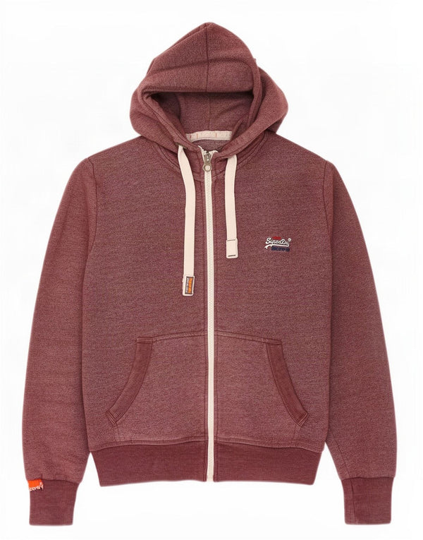 Superdry Pull à capuche zippé pour homme Grand coton bordeaux