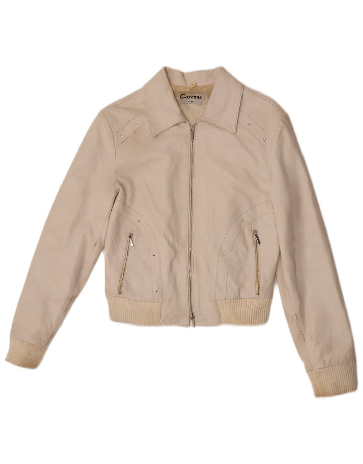Cayenne Veste en cuir court pour femme IT 42 Cuir blanc moyen