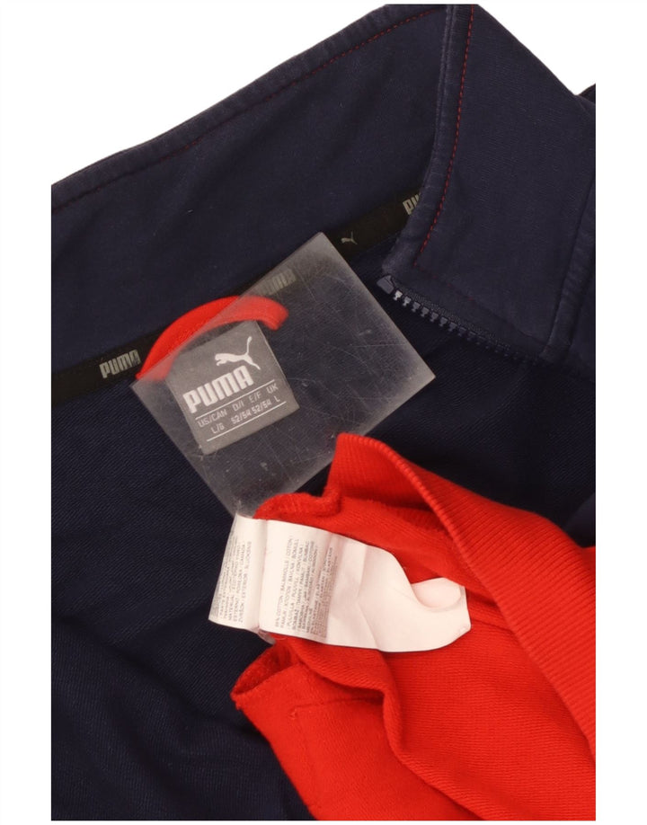 Puma Veste de survêtement graphique pour homme, grand modèle en coton color block rouge
