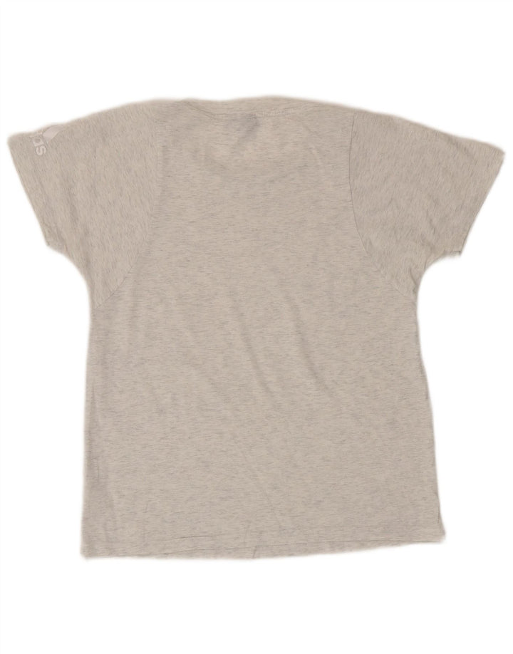 Adidas T-Shirt Femme Top UK 12 Gris Moyen Coton
