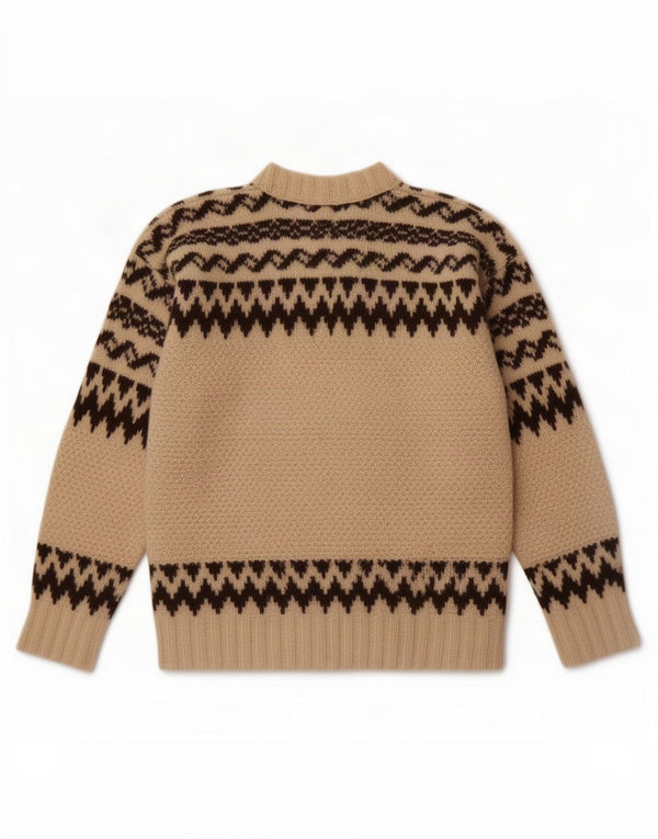 vintage Femmes Crew Neck Jumper Pull UK 14 Moyen Off White Fair Isle