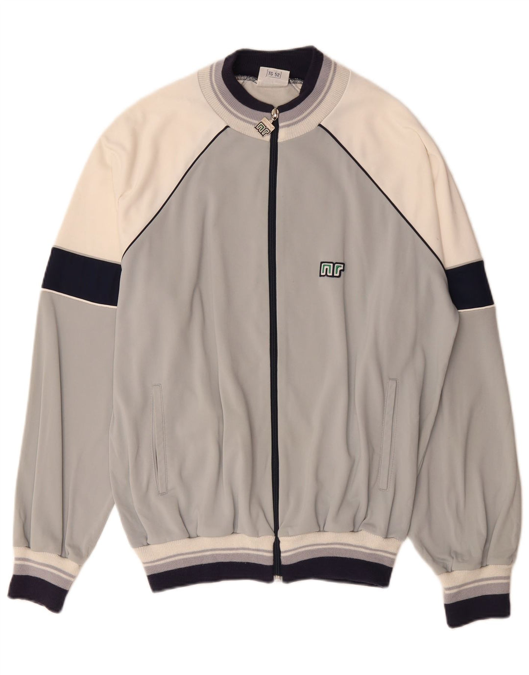 vintage Mens Survêtement Top Veste IT 52 Grand Gris Colourblock