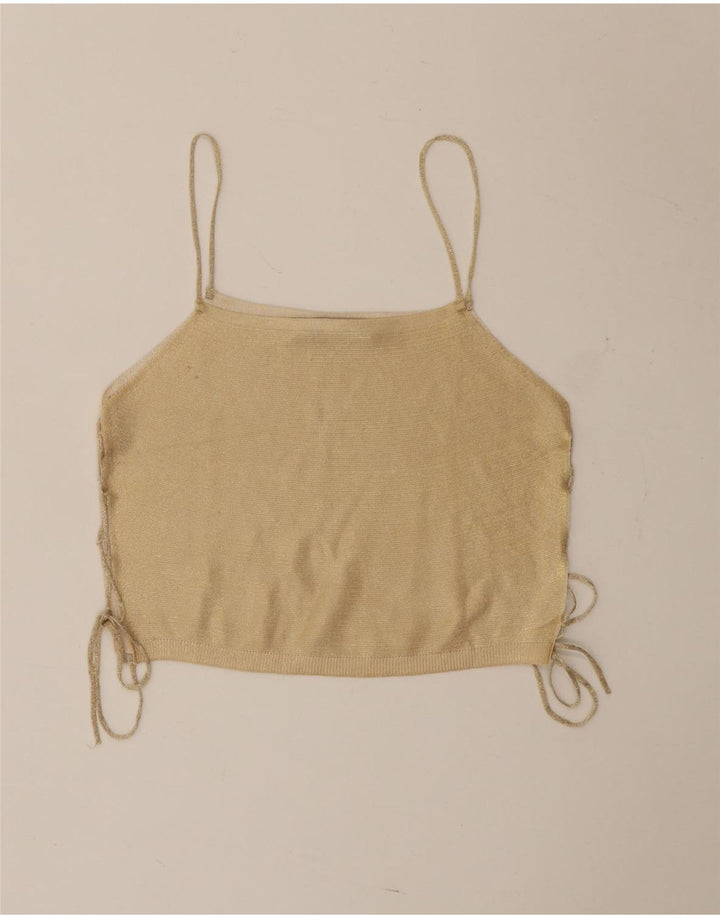 Zara Womens Crop Cami Top UK 12 Beige Moyen