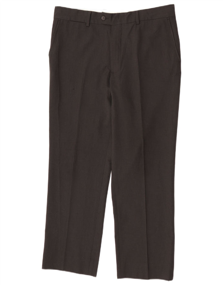 Zara Pantalon de costume droit pour homme EU 44 Large W34 L27 Noir Polyester