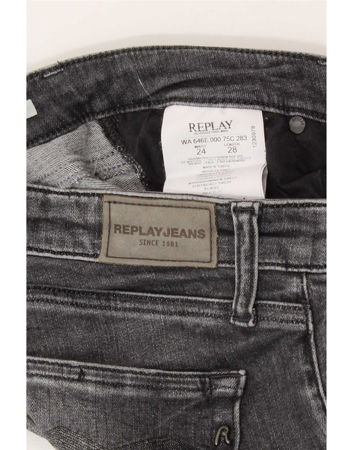 Replay Jean Slim Crop Femme W24 L24 Gris Coton