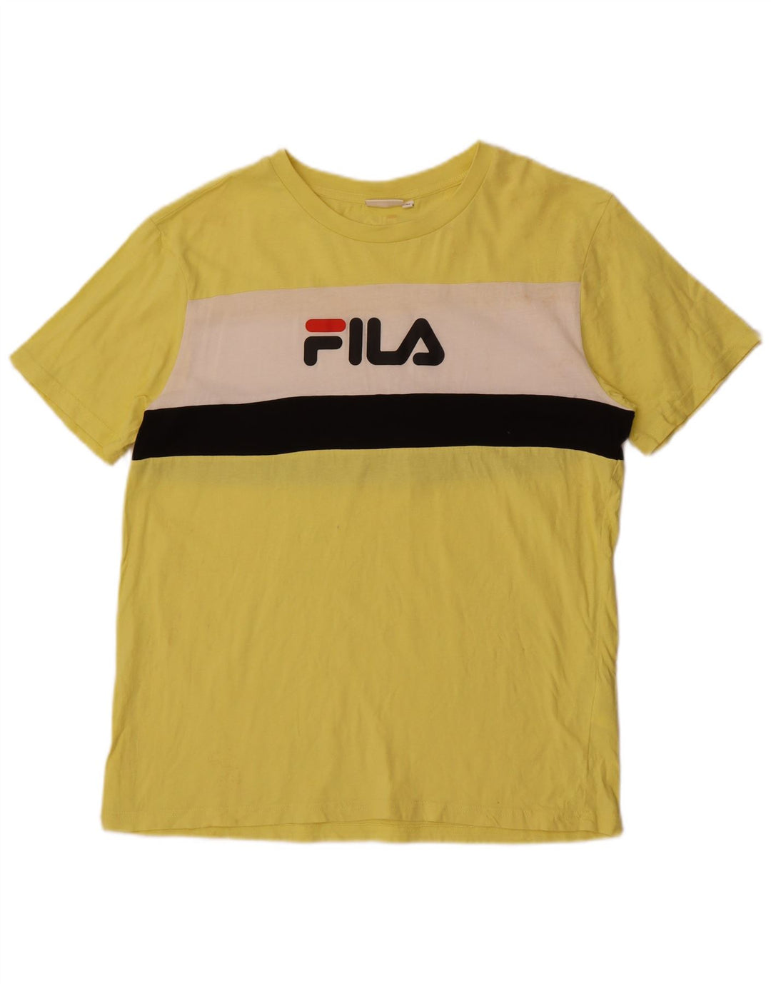 Fila T-Shirt Graphique Homme Jaune Moyen Coton Colorblock