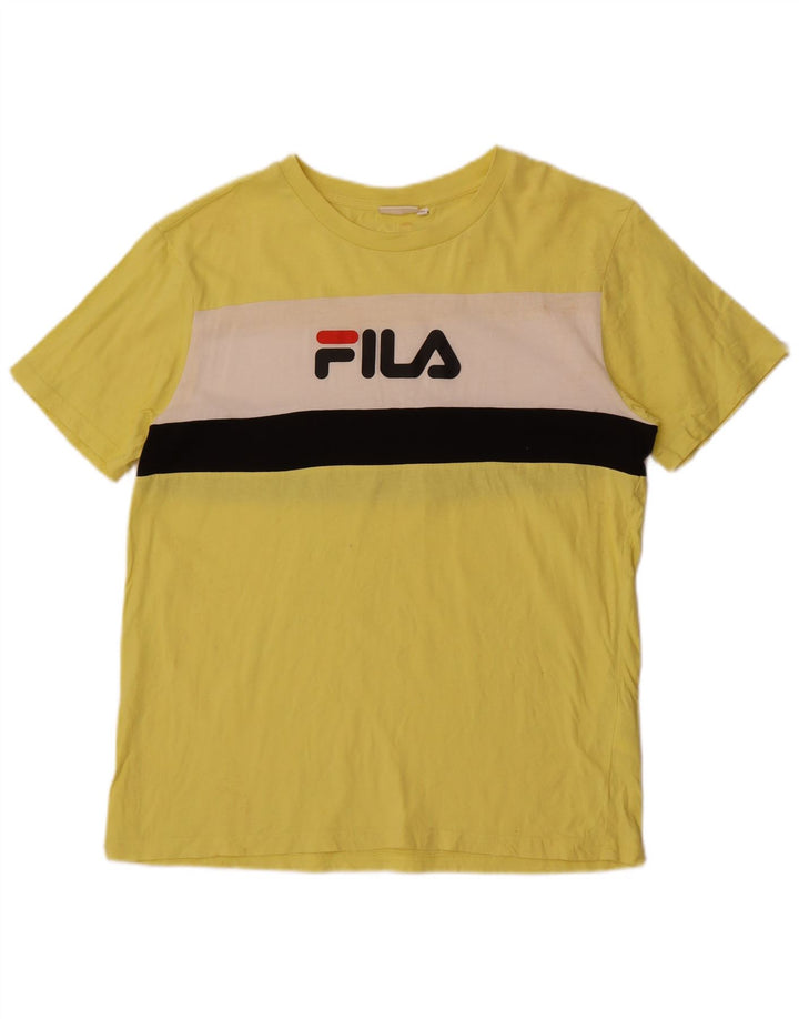 Fila T-Shirt Graphique Homme Jaune Moyen Coton Colorblock