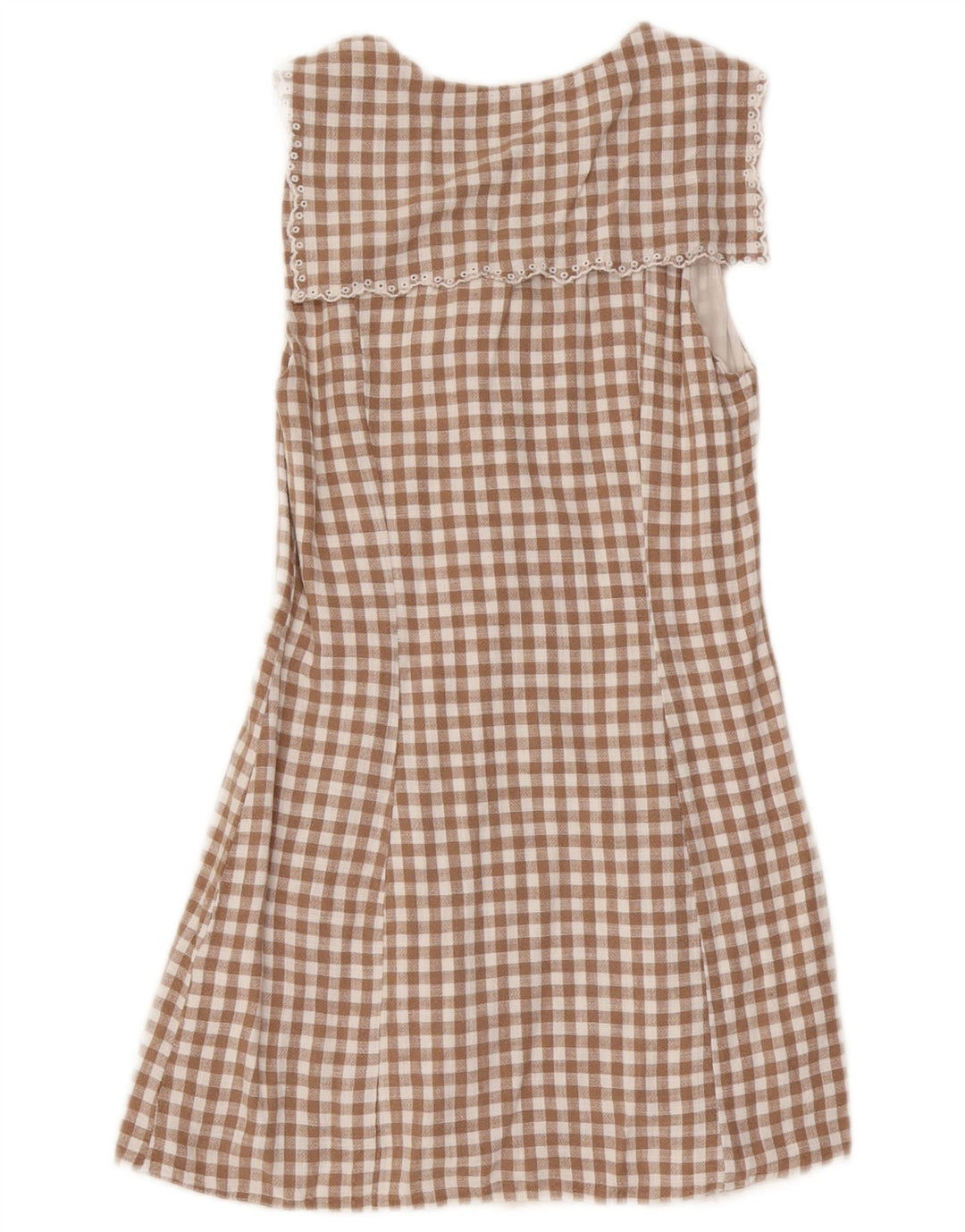Zara Robe droite sans manches pour femme UK 10 Petite Viscose Vichy Marron