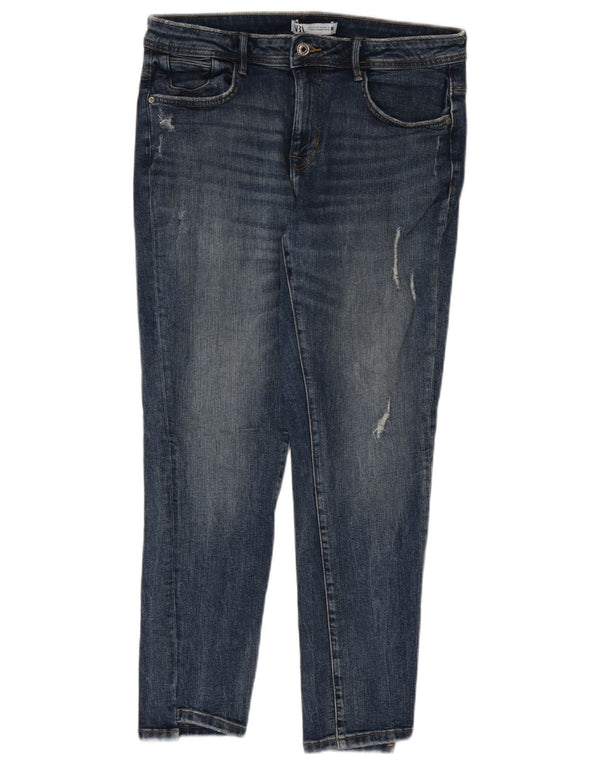 Zara Jean slim effet vieilli pour femme EU 42 Large W32 L27 Bleu