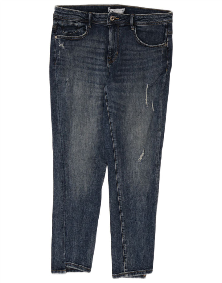 Zara Jean slim effet vieilli pour femme EU 42 Large W32 L27 Bleu
