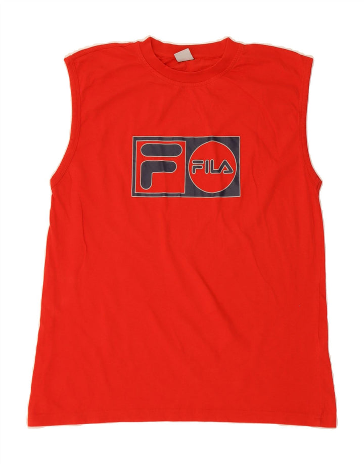 FILA Mens Graphic Vest Top Medium Red Cotton Vintage Fila and Second-Hand Fila from Messina Hembry 
