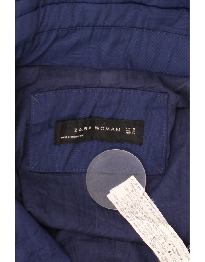 Zara Parka à capuche pour femme UK 14 en nylon bleu marine moyen
