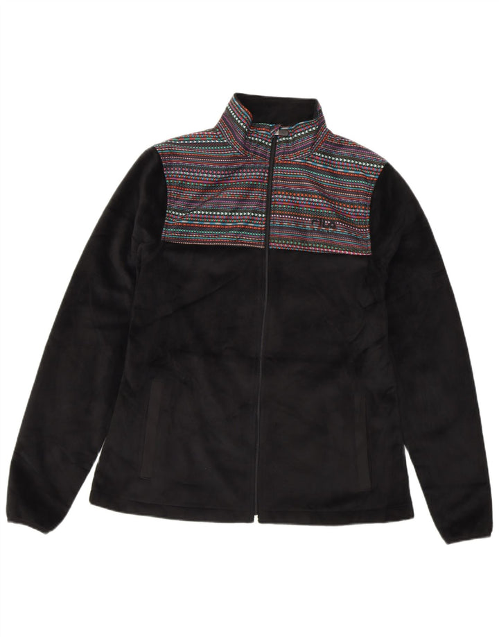 FILA Veste polaire femme UK 10 Small Noir Rayé Polyester