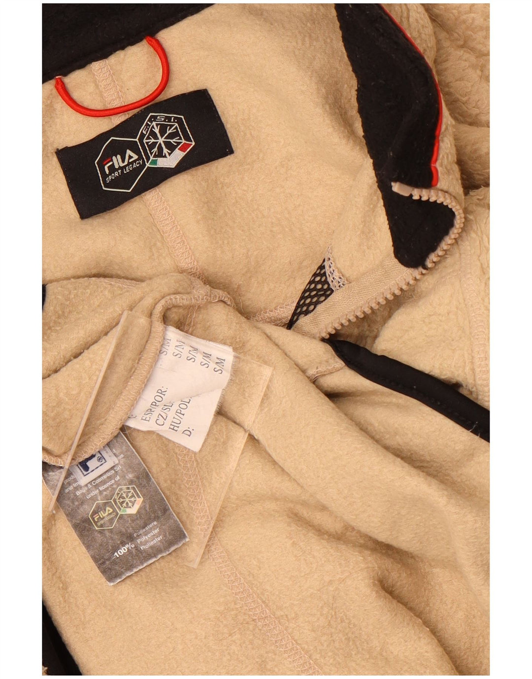 Fila Veste polaire pour homme UK 36 Small Beige Colourblock Polyester