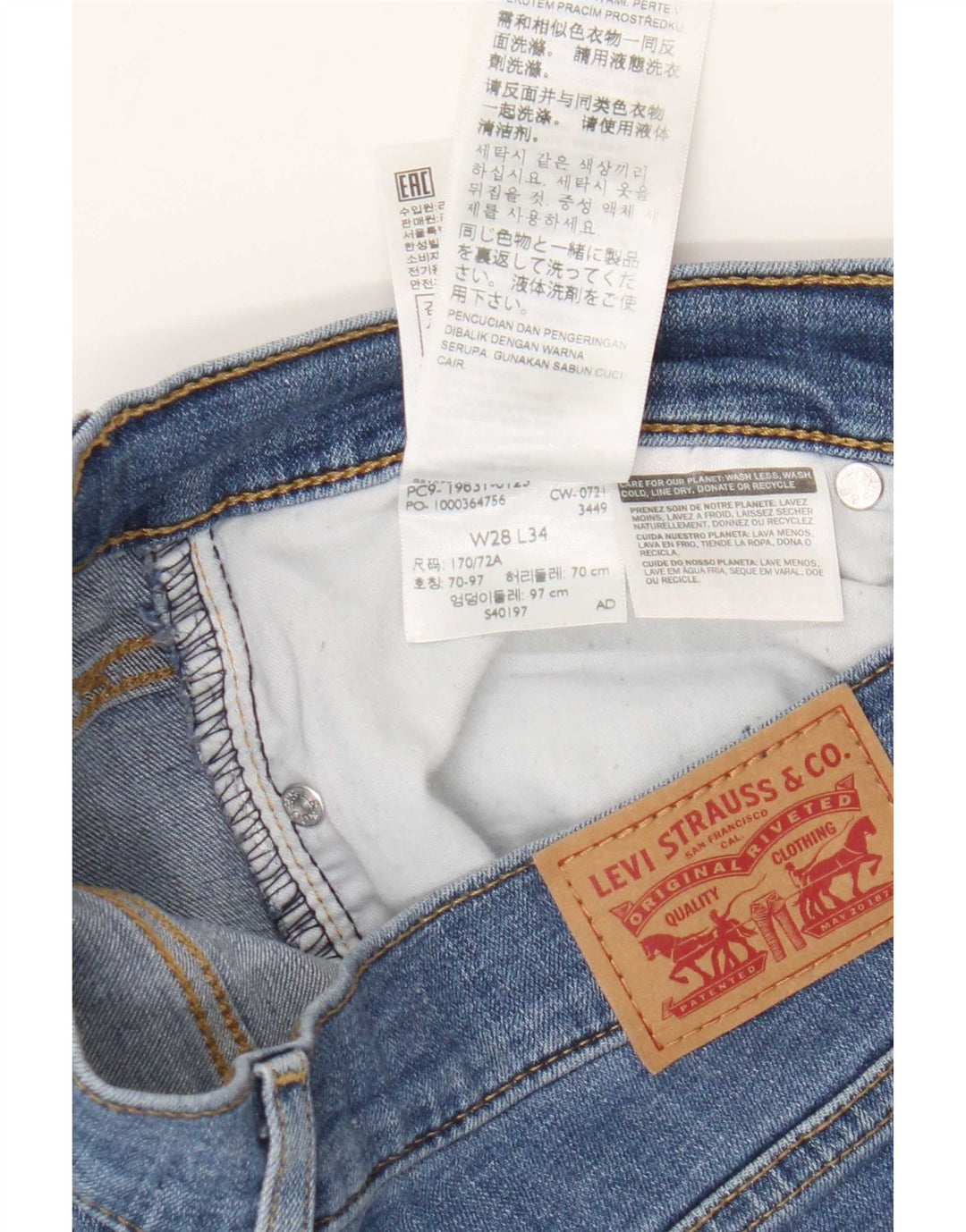 Levi's Jean Slim Femme W28 L34 Bleu Coton