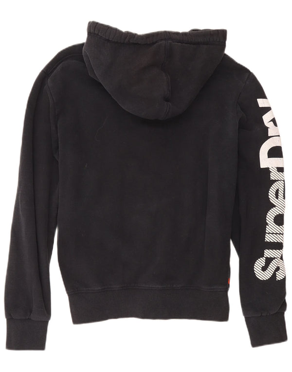 Superdry Pull à capuche zippé graphique pour femme UK 16 Large Noir Coton