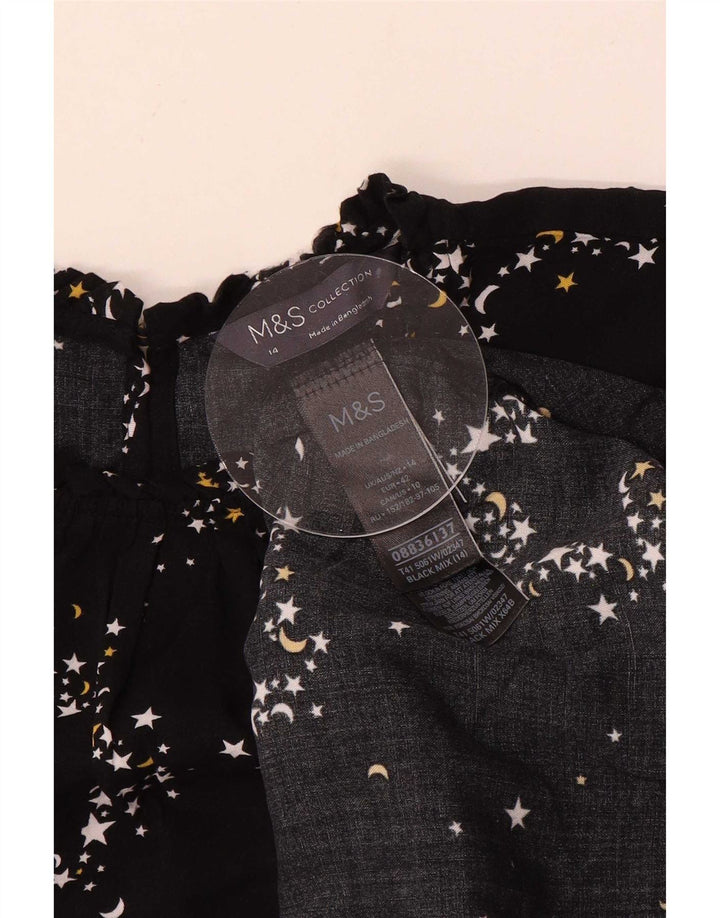 Marks & Spencer Chemisier à motif abstrait pour femme UK 14 Large Noir