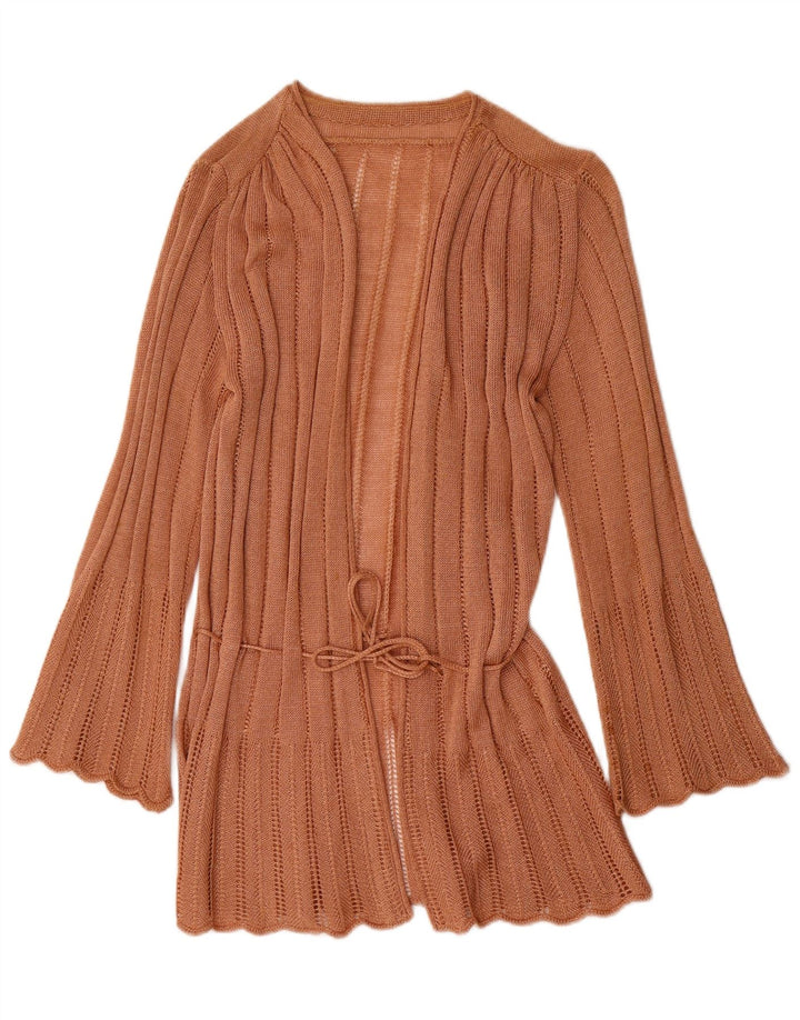 vintage Femme Wrap Cardigan Pull IT 44 Acrylique Brun Moyen