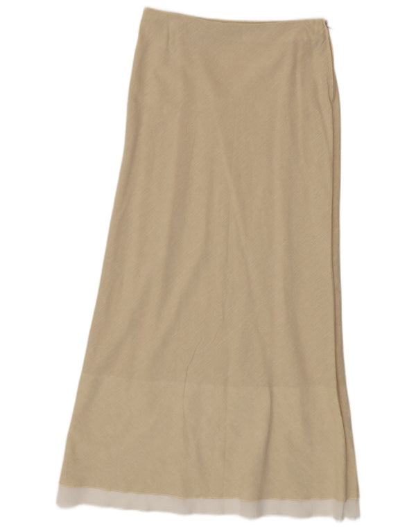 Sisley Femme Jupe Maxi Taille Haute IT 38 XS W28 Beige Colourblock Coton