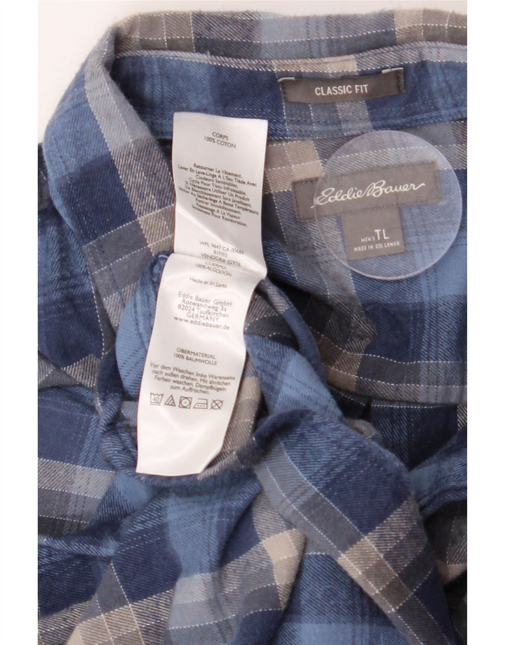 EDDIE BAUER Chemise classique en flanelle pour homme en coton à carreaux bleus