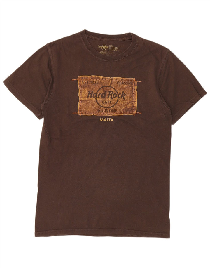 Hard Rock Cafe Hommes Malte Graphique T-Shirt Haut Petit Coton Marron