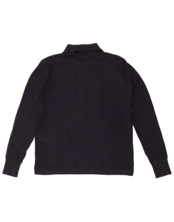 Giorgio Armani Pull surdimensionné à col polo pour femme IT 38 XS Bleu marine