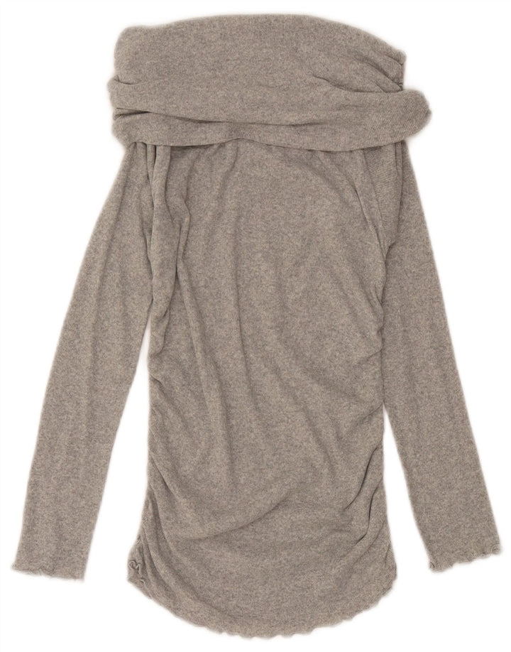 Zara Femme Haut Col Roulé Manches Longues UK 12 Gris Moyen Moucheté