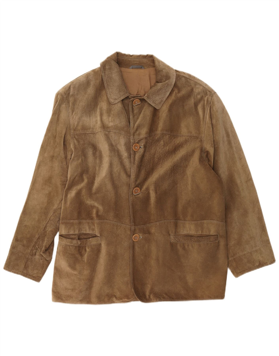 Veste blazer en daim à 4 boutons vintage pour homme IT 48 Cuir marron moyen