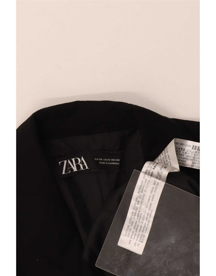 Zara Femme 1 Bouton Blazer Veste EU 38 Petit Noir Polyester