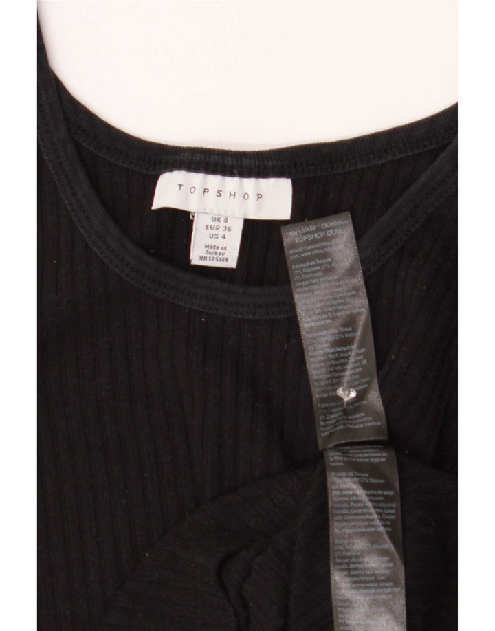 Topshop Femme Cami Top UK 8 Petit Noir Polyester